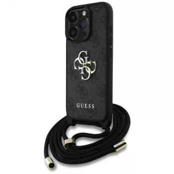 Guess 4G Big Logo Cord Strap Crossbody Case iPhone 16 Pro (musta)