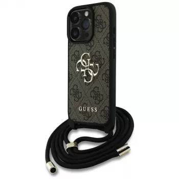 Guess 4G Big Logo Cord Strap Crossbody Case iPhone 16 Pro Max (ruskea)