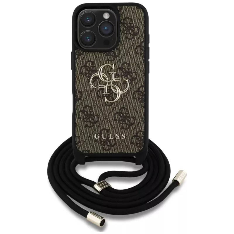 Guess 4G Big Logo Cord Strap Crossbody Case iPhone 16 Pro Max (ruskea)