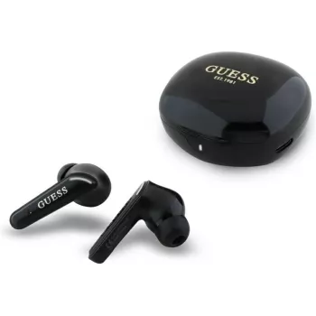 Guess Flat Classic Logo Electroplated TWS -nappikuulokkeet ja latauskotelo (musta)