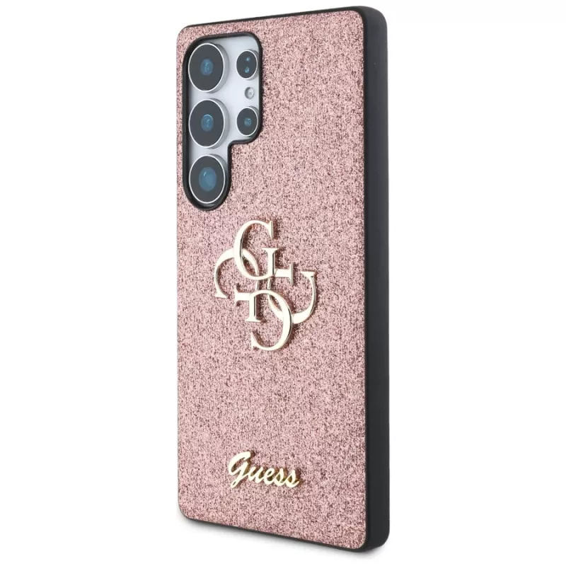 Guess Fixed Glitter Big 4G Metal Logo -kotelo Samsung Galaxy S25 Ultralle (pinkki)