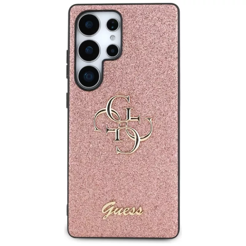 Guess Fixed Glitter Big 4G Metal Logo -kotelo Samsung Galaxy S25 Ultralle (pinkki)