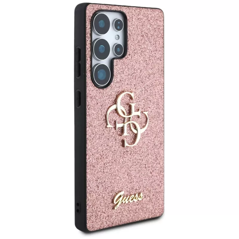 Guess Fixed Glitter Big 4G Metal Logo -kotelo Samsung Galaxy S25 Ultralle (pinkki)