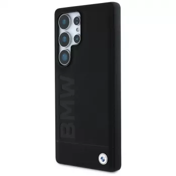 BMW Leather Big Wordmark -kotelo Samsung Galaxy S25 Ultralle, musta