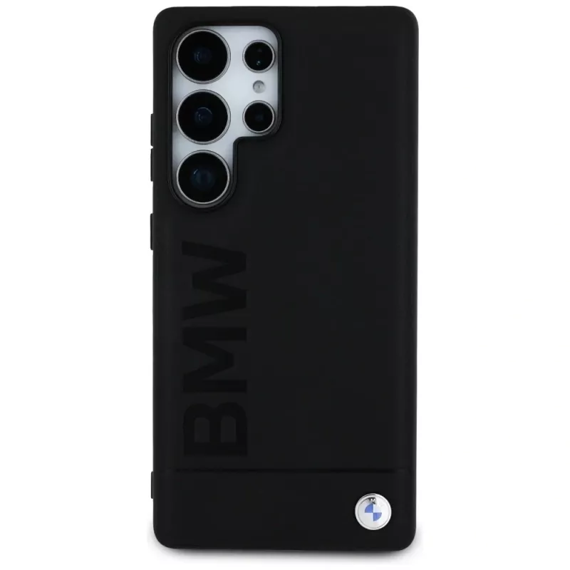 BMW Leather Big Wordmark -kotelo Samsung Galaxy S25 Ultralle, musta
