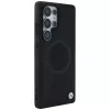 BMW Leather Half Texture MagSafe -kotelo Samsung Galaxy S25 Ultralle, musta