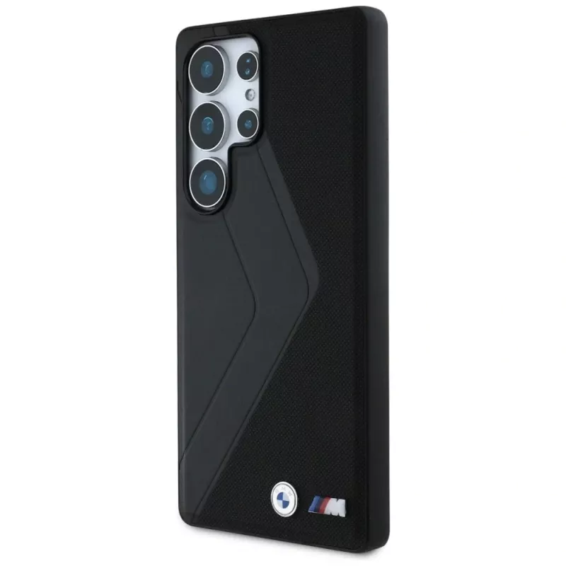 BMW Leather Oversized Stripes MagSafe -kotelo Samsung Galaxy S25 Ultralle, musta