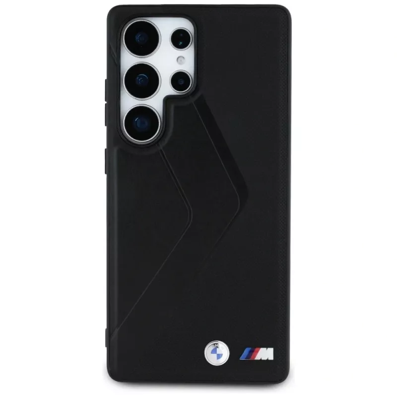 BMW Leather Oversized Stripes MagSafe -kotelo Samsung Galaxy S25 Ultralle, musta