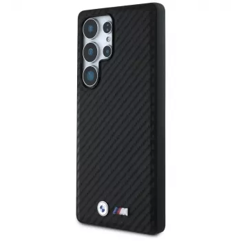 BMW Leather Carbon MagSafe -kotelo Samsung Galaxy S25 Ultralle, musta
