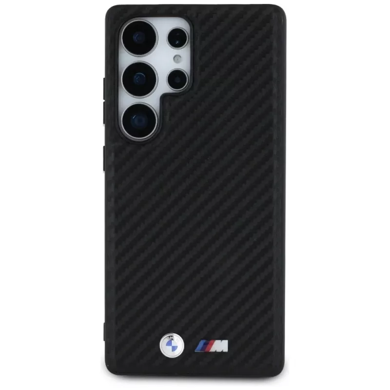 BMW Leather Carbon MagSafe -kotelo Samsung Galaxy S25 Ultralle, musta