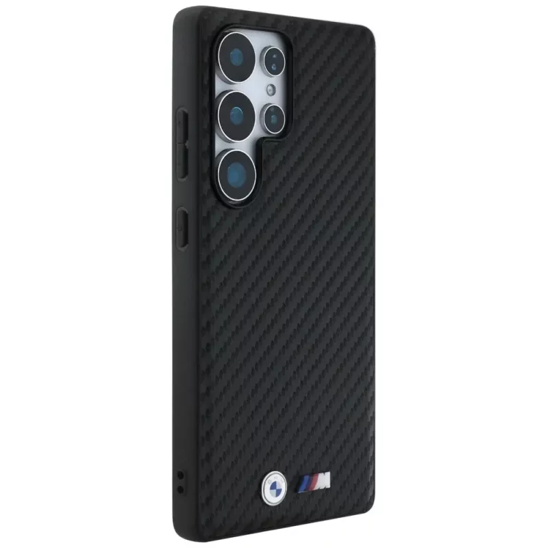 BMW Leather Carbon MagSafe -kotelo Samsung Galaxy S25 Ultralle, musta