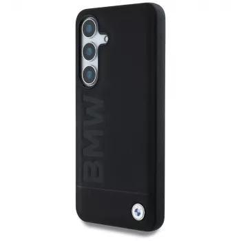 BMW Leather Big Wordmark -kotelo Samsung Galaxy S25:lle, musta