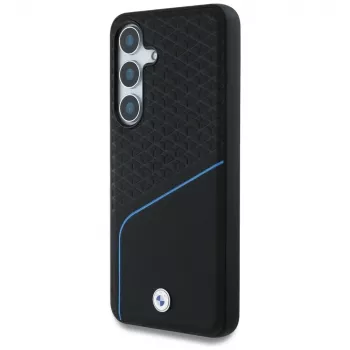 BMW Leather Textured and Smooth MagSafe -kotelo Samsung Galaxy S25:lle, musta