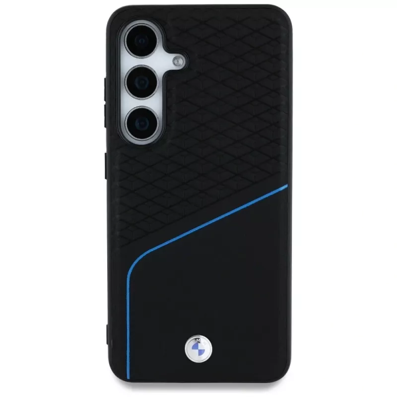 BMW Leather Textured and Smooth MagSafe -kotelo Samsung Galaxy S25:lle, musta
