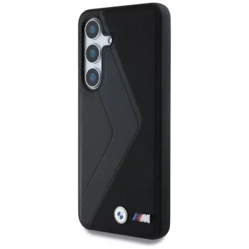 BMW Leather Oversized Stripes MagSafe -kotelo Samsung Galaxy S25:lle, musta