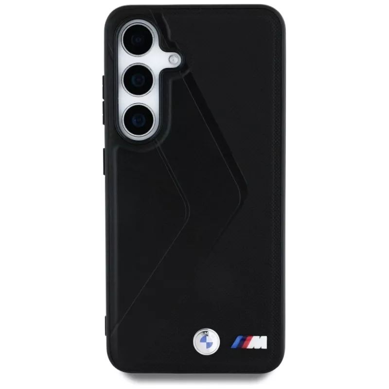 BMW Leather Oversized Stripes MagSafe -kotelo Samsung Galaxy S25:lle, musta