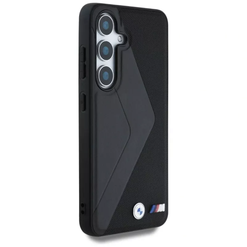 BMW Leather Oversized Stripes MagSafe -kotelo Samsung Galaxy S25:lle, musta
