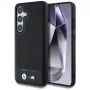 BMW Leather Tricolor Stripes MagSafe -kotelo Samsung Galaxy S25:lle, musta