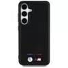 BMW Leather Tricolor Stripes MagSafe -kotelo Samsung Galaxy S25:lle, musta