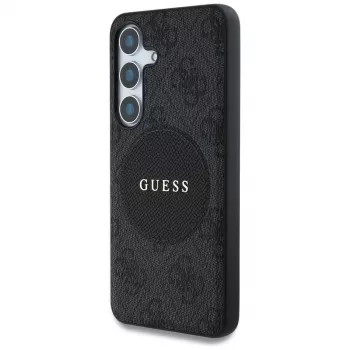 Guess 4G Round Patch Classic Logo MagSafe -kotelo Samsung Galaxy S25+:lle (musta)