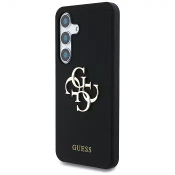 Guess Silicone Big 4G Logo Bottom Script -kotelo Samsung Galaxy S25:lle, musta