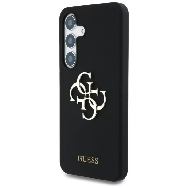Guess Silicone Big 4G Logo Bottom Script -kotelo Samsung Galaxy S25:lle, musta