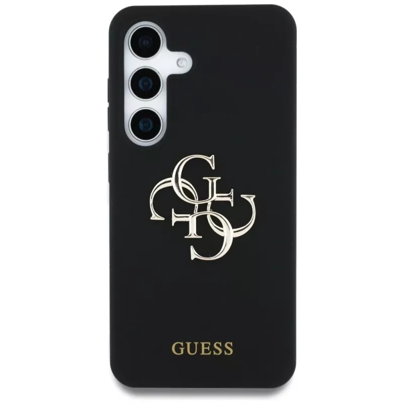 Guess Silicone Big 4G Logo Bottom Script -kotelo Samsung Galaxy S25:lle, musta