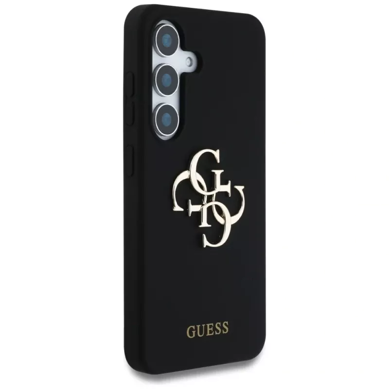 Guess Silicone Big 4G Logo Bottom Script -kotelo Samsung Galaxy S25:lle, musta