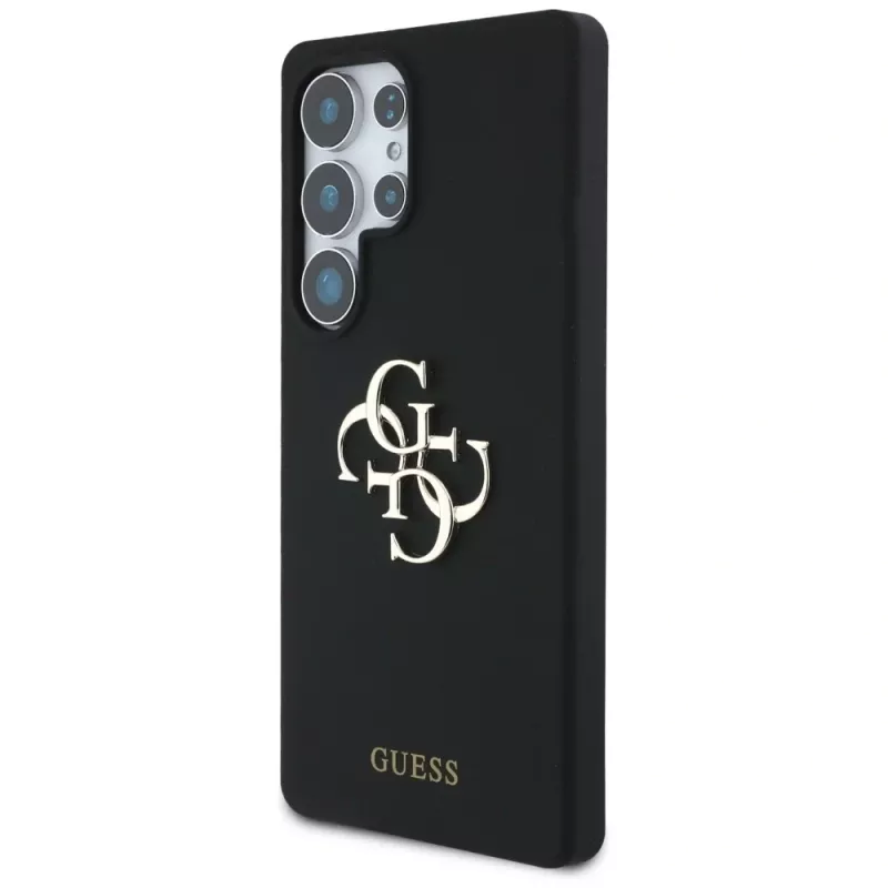 Guess Silicone Big 4G Logo Bottom Script -kotelo Samsung Galaxy S25 Ultralle - musta