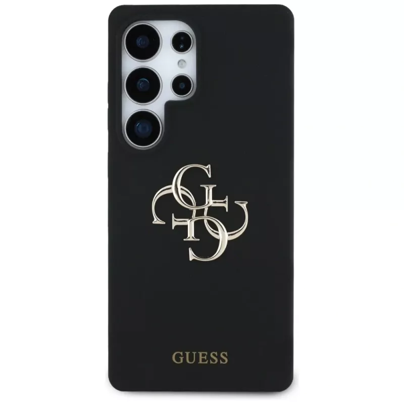 Guess Silicone Big 4G Logo Bottom Script -kotelo Samsung Galaxy S25 Ultralle - musta