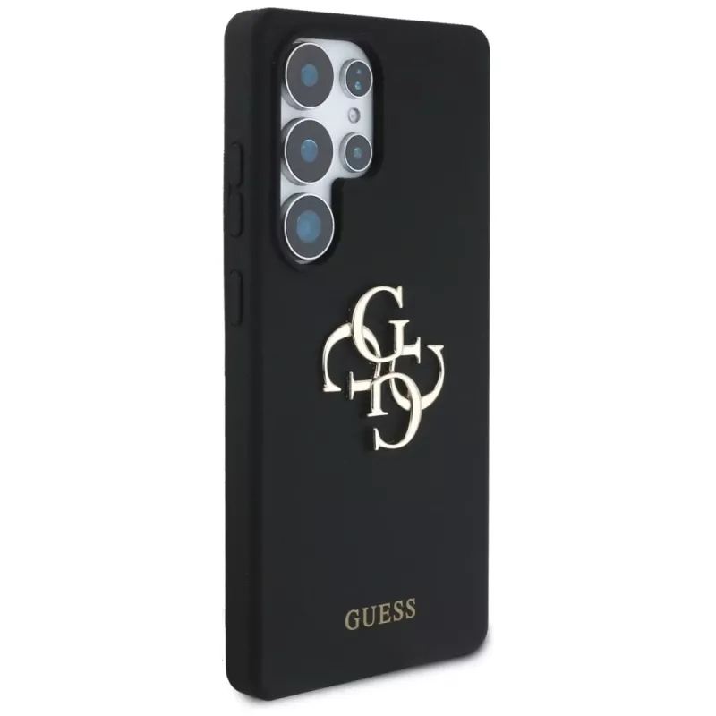 Guess Silicone Big 4G Logo Bottom Script -kotelo Samsung Galaxy S25 Ultralle - musta