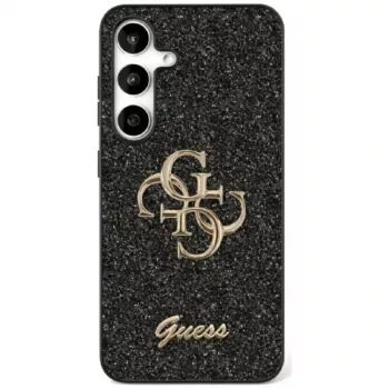 Guess Fixed Glitter Big 4G Metal Logo -kotelo Samsung Galaxy S25+:lle (musta)