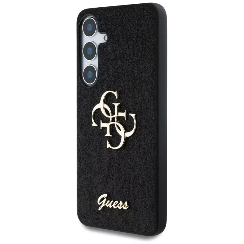 Guess Fixed Glitter Big 4G Metal Logo -kotelo Samsung Galaxy S25+:lle (musta)