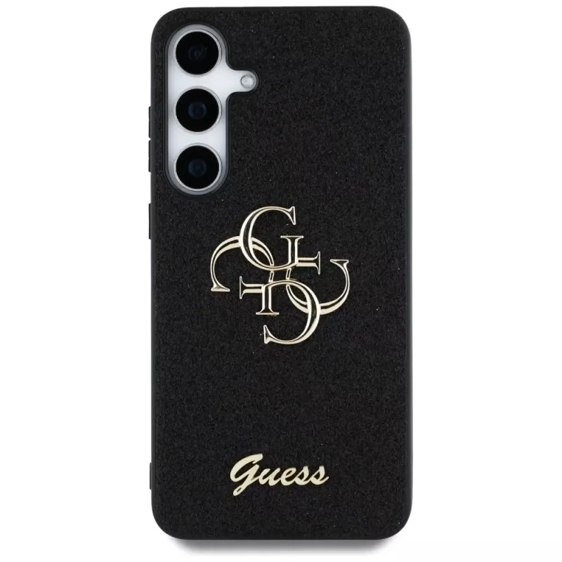 Guess Fixed Glitter Big 4G Metal Logo -kotelo Samsung Galaxy S25+:lle (musta)