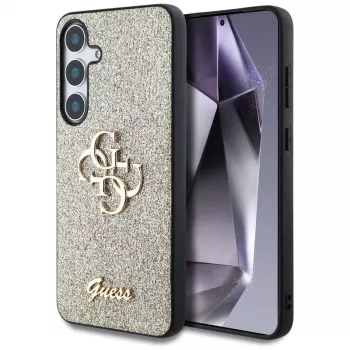 Guess Fixed Glitter Big 4G Metal Logo -takakansi Samsung Galaxy S25:lle - kulta