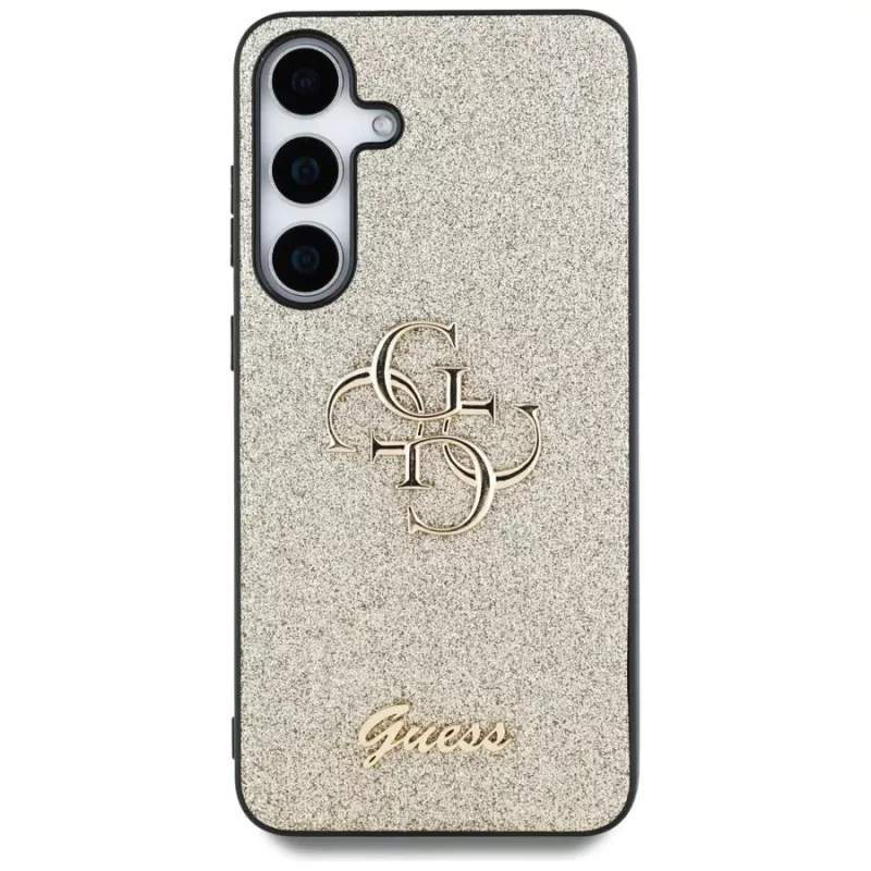 Guess Fixed Glitter Big 4G Metal Logo -takakansi Samsung Galaxy S25:lle - kulta