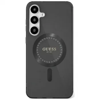 Guess Rhinestones Printed Classic Logo MagSafe -kotelo Samsung Galaxy S25:lle (musta)