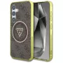 Guess 4G Glitter Triangle Buttons MagSafe -kotelo Samsung Galaxy S25:lle (ruskea)