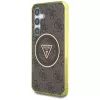 Guess 4G Glitter Triangle Buttons MagSafe -kotelo Samsung Galaxy S25:lle (ruskea)