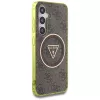 Guess 4G Glitter Triangle Buttons MagSafe -kotelo Samsung Galaxy S25:lle (ruskea)