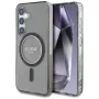 Guess Glitter Circle Classic Logo MagSafe -kotelo Samsung Galaxy S25:lle, musta
