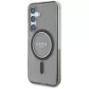 Guess Glitter Circle Classic Logo MagSafe -kotelo Samsung Galaxy S25:lle, musta