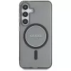 Guess Glitter Circle Classic Logo MagSafe -kotelo Samsung Galaxy S25:lle, musta
