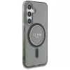 Guess Glitter Circle Classic Logo MagSafe -kotelo Samsung Galaxy S25:lle, musta
