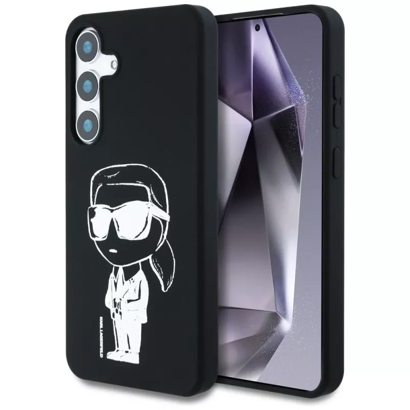 Karl Lagerfeld Silicone Graffiti Ikonik Printed Logo MagSafe -kotelo Samsung Galaxy S25:lle, musta