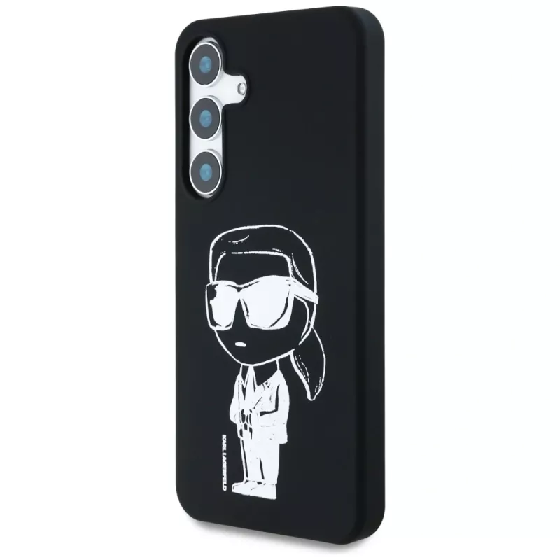 Karl Lagerfeld Silicone Graffiti Ikonik Printed Logo MagSafe -kotelo Samsung Galaxy S25:lle, musta