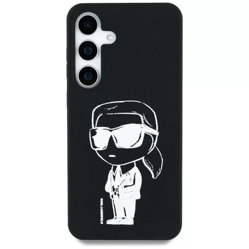 Karl Lagerfeld Silicone Graffiti Ikonik Printed Logo MagSafe -kotelo Samsung Galaxy S25:lle, musta