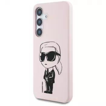 KARL LAGERFELD Silicone Graffiti Ikonik Printed Logo MagSafe -kotelo Samsung Galaxy S25:lle - pinkki