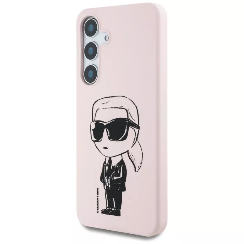 KARL LAGERFELD Silicone Graffiti Ikonik Printed Logo MagSafe -kotelo Samsung Galaxy S25:lle - pinkki