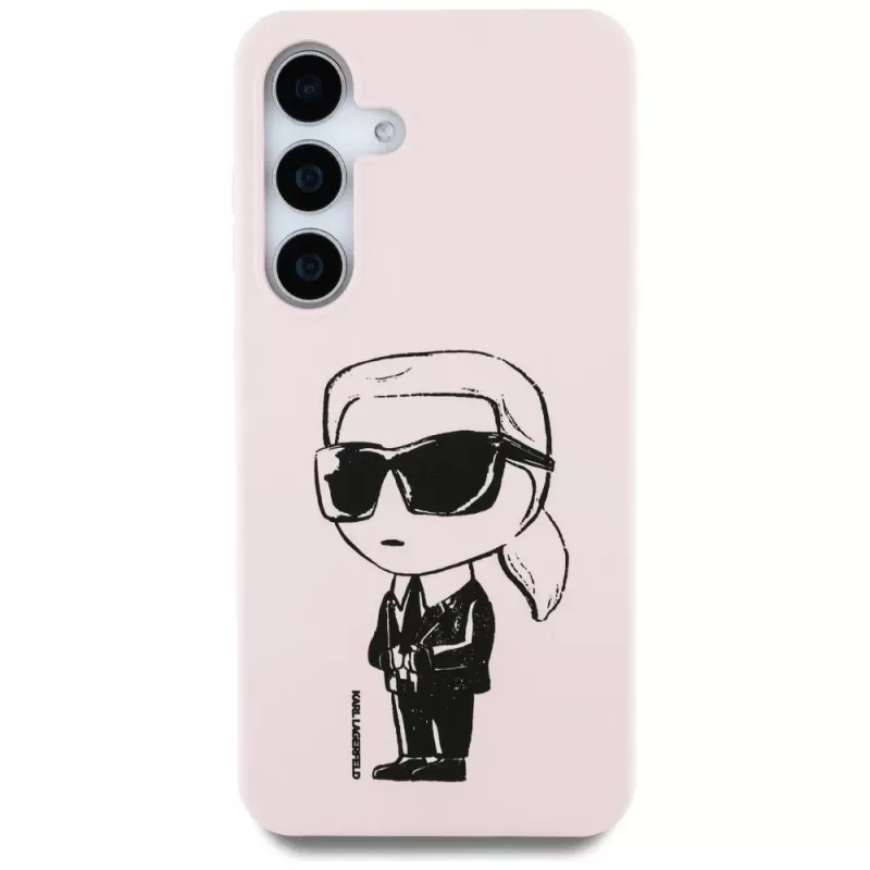 KARL LAGERFELD Silicone Graffiti Ikonik Printed Logo MagSafe -kotelo Samsung Galaxy S25:lle - pinkki